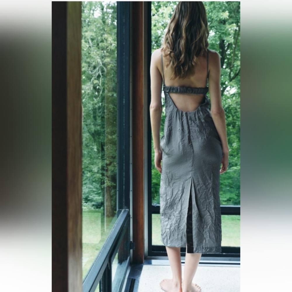 Zara Backless Midi Dress in Slate Gray